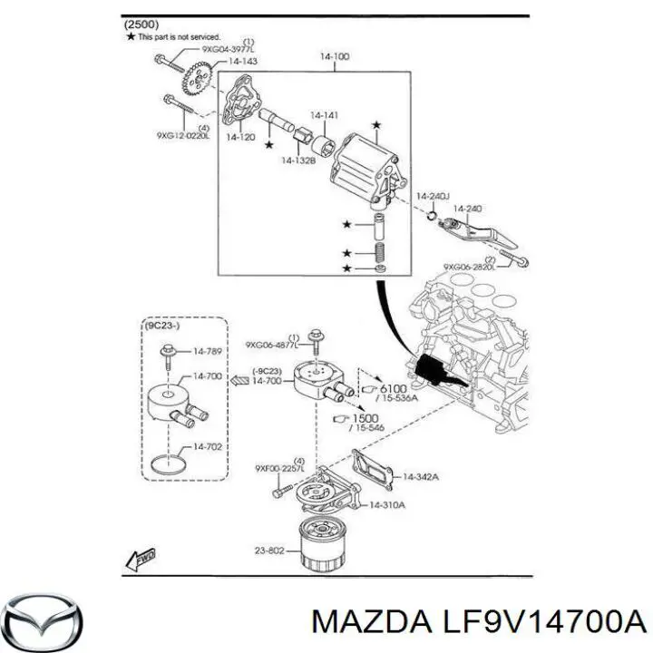 LF9V14700A Mazda radiador de óleo (frigorífico, debaixo de filtro)