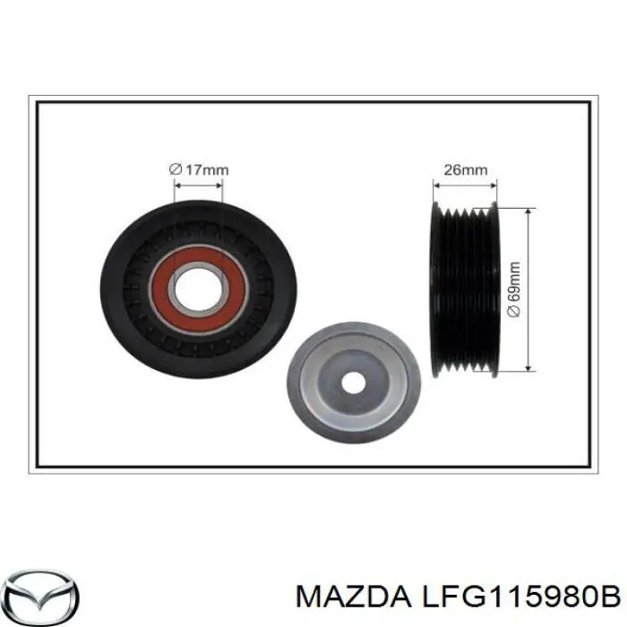 Роликовий модуль натяжителя ремня Mazda LFG115980B цена, от 21.54 USD