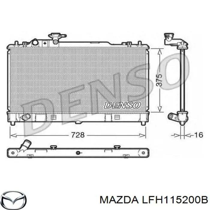 LFH115200B Mazda radiador de esfriamento de motor