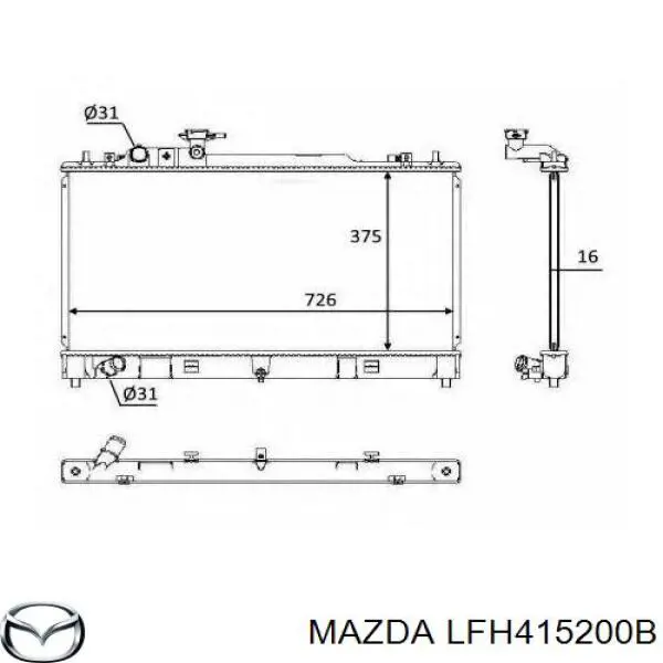 Радиатор охлаждения двигателя Mazda LFH415200B цена, от 7018.75 UAH