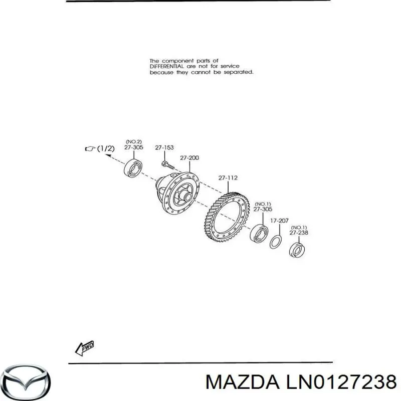 LN0127238 Mazda bucim de saída dianteira da caixa de transferência