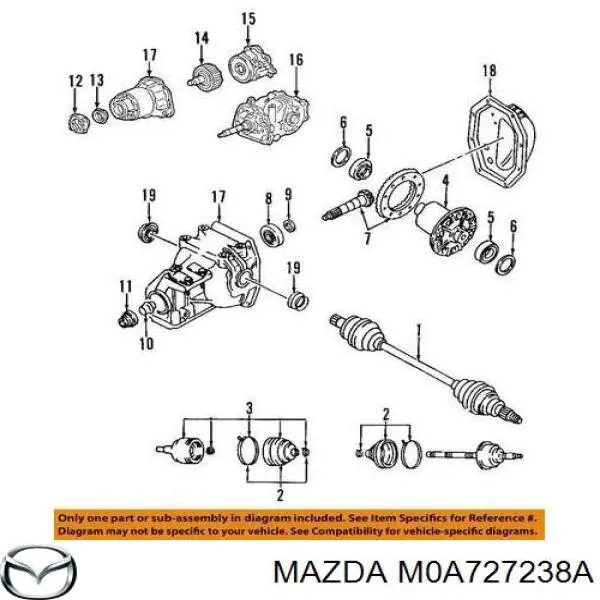 Сальник редуктора заднього моста M0A727238A Mazda