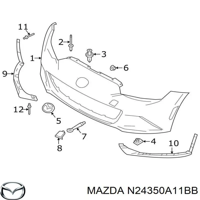 N24350A11BB Mazda заглушка бампера буксировочного крюка передняя
