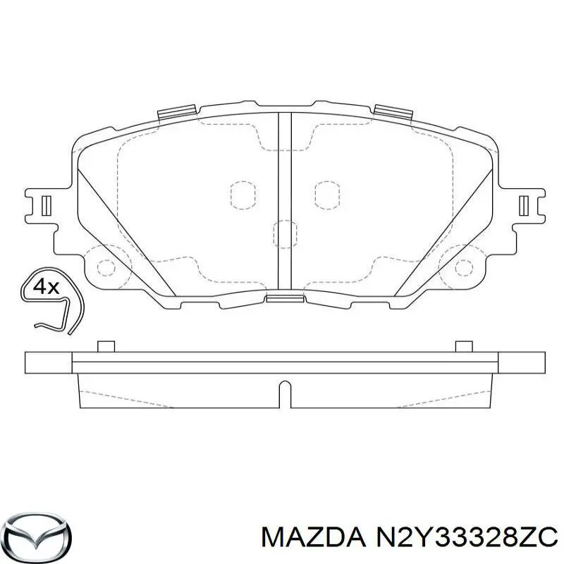 N2Y33328ZC Mazda sapatas do freio dianteiras de disco