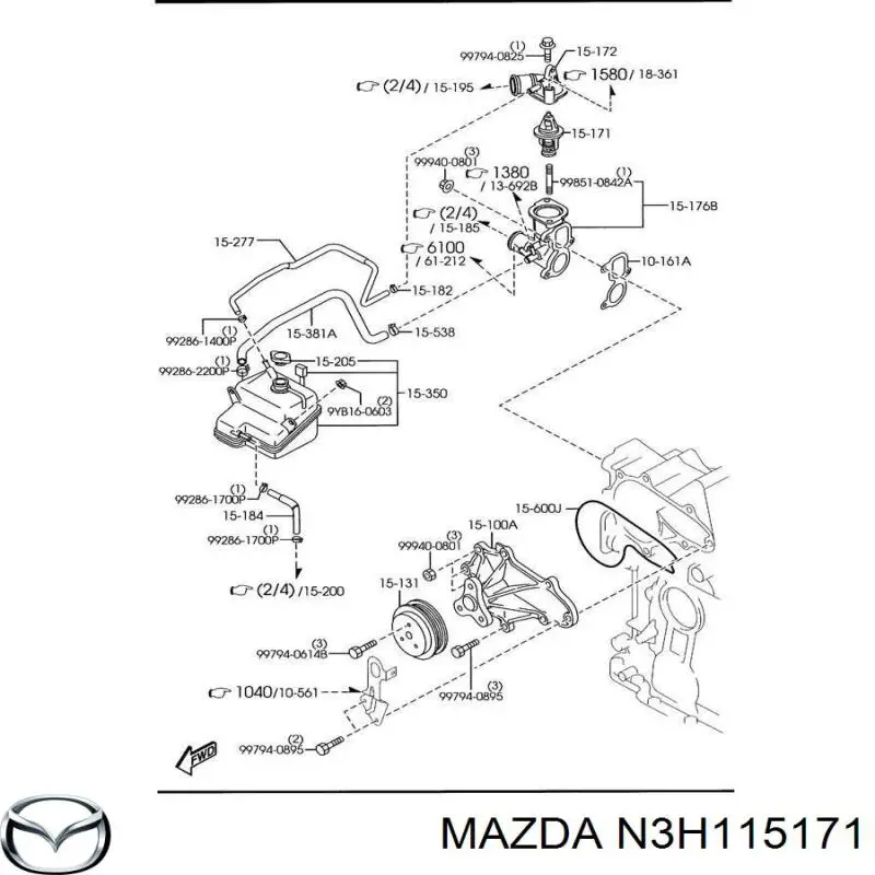 Термостат N3H115171 Mazda