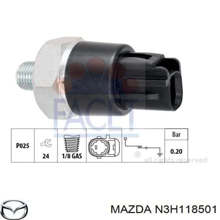 Indicador, presión del aceite N3H118501 Mazda