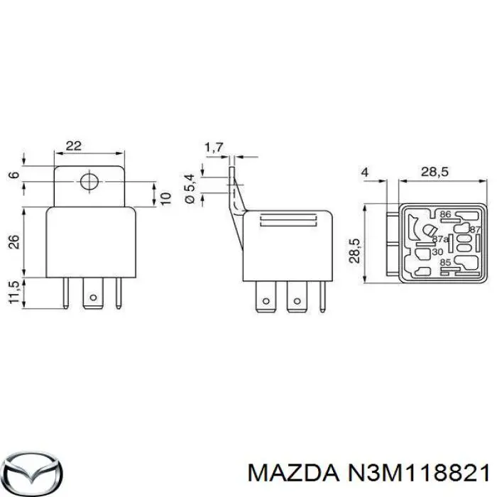 Relé, ventilador de habitáculo N3M118821 Mazda