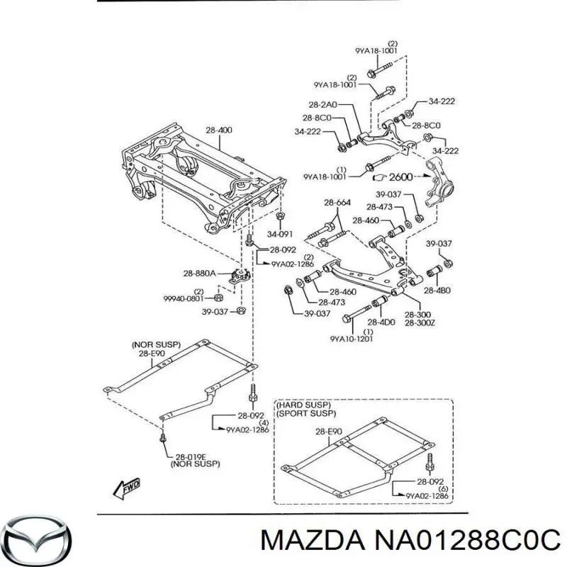Сайлентблок цапфы задней Mazda NA01288C0C