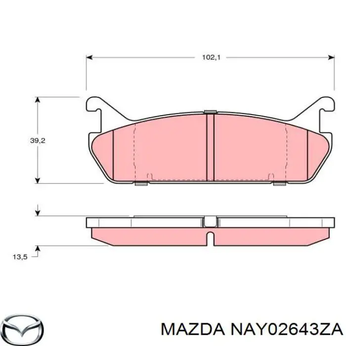 NAY02643ZA Mazda задние тормозные колодки