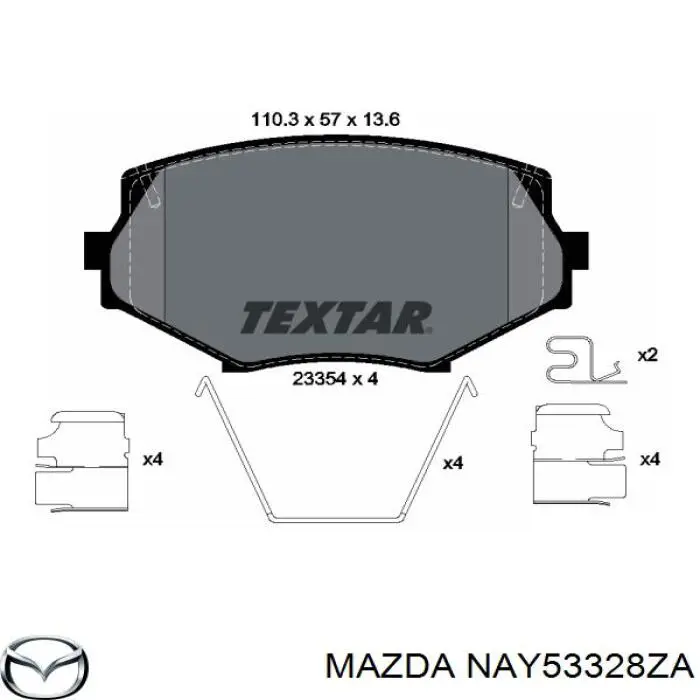 Передние тормозные колодки NAY53328ZA Mazda