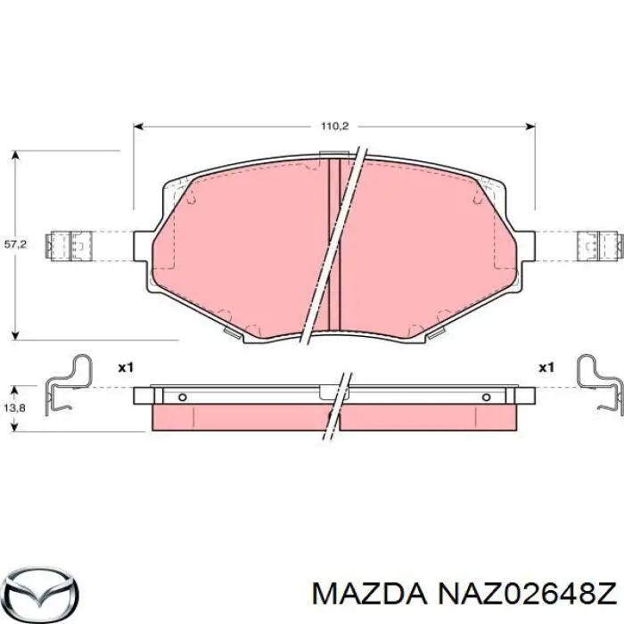 NAZ02648Z Mazda задние тормозные колодки