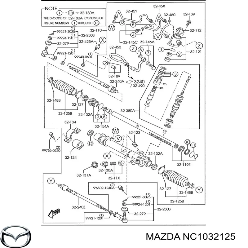 NC1032125 Mazda пыльник рулевой рейки