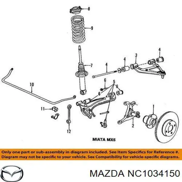 Стойка стабилизатора переднего правая Mazda NC1034150