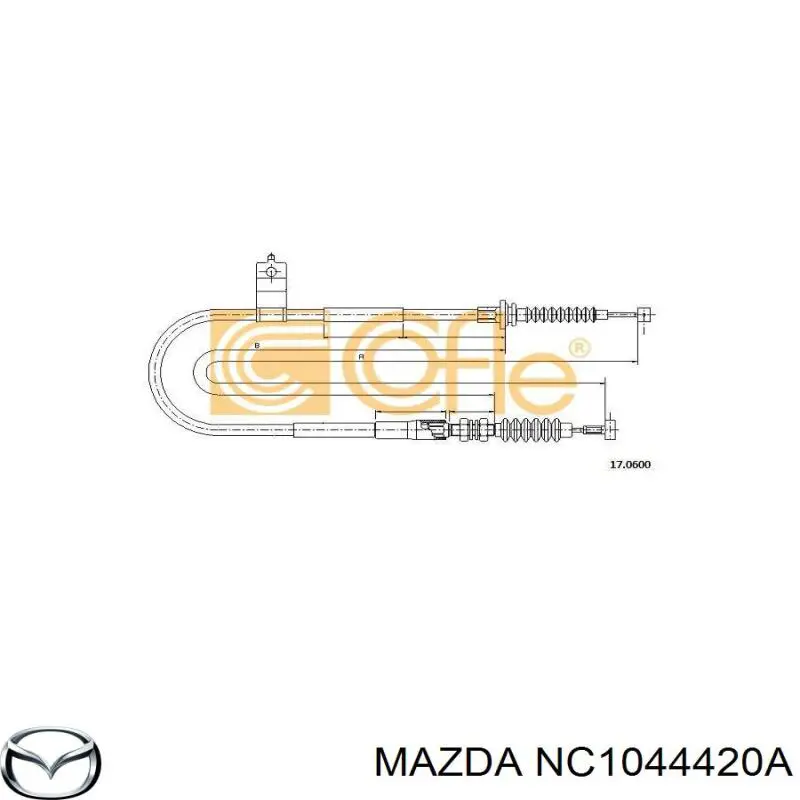 NC1044420A Mazda трос ручного тормоза задний левый