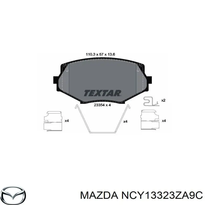 Передние тормозные колодки NCY13323ZA9C Mazda