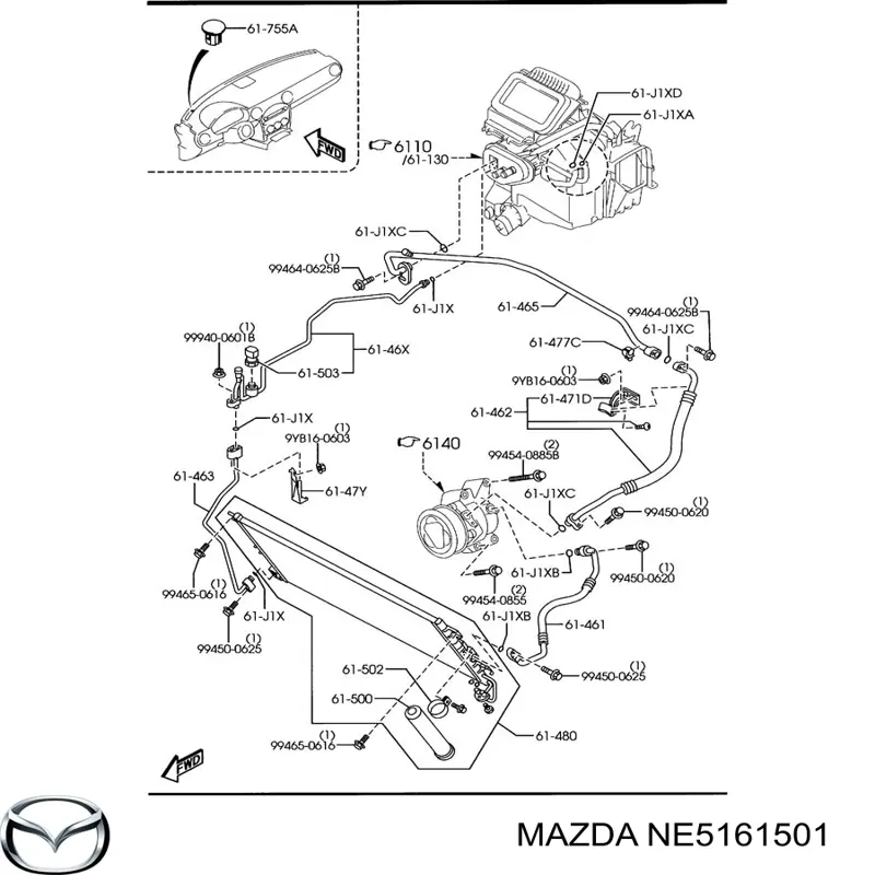 NE5161501 Mazda осушитель кондиционера