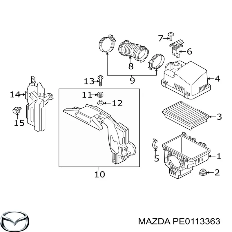 PE0113363 Mazda подушка корпуса воздушного фильтра