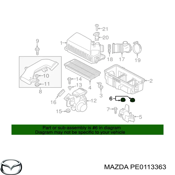 Подушка корпуса воздушного фильтра Mazda PE0113363 цена, от 144.14 UAH