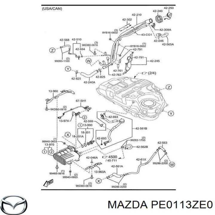 Фильтр топливный Mazda PE0113ZE0