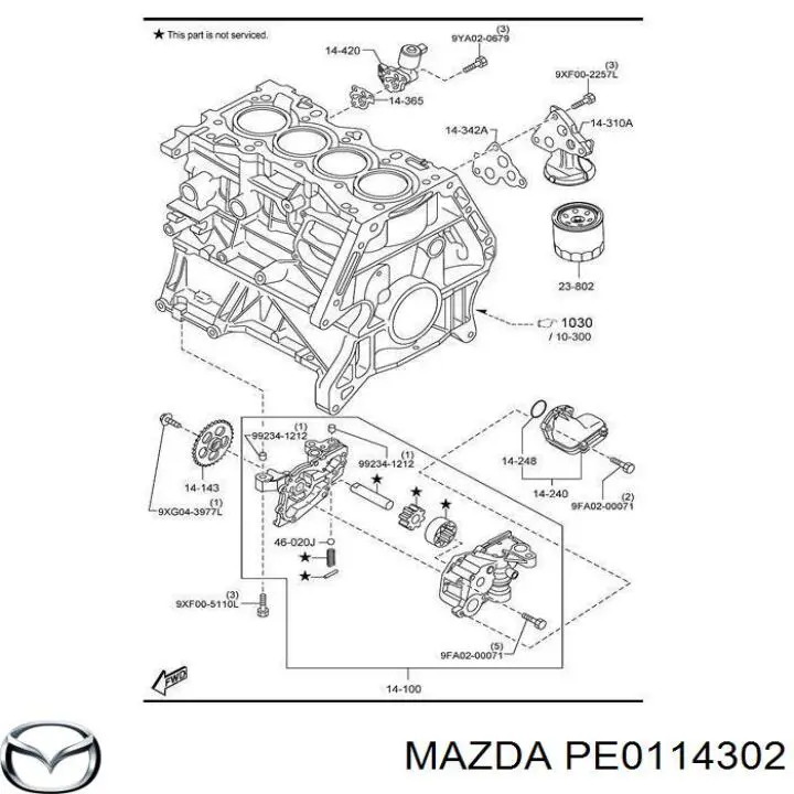 PE0114302 Mazda масляный фильтр