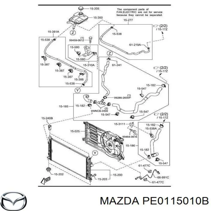 Помпа водяная (насос) охлаждения Mazda PE0115010B