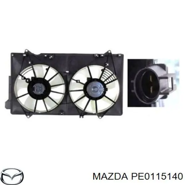 Диффузор радиатора охлаждения, в сборе с мотором и крыльчаткой Mazda PE0115140