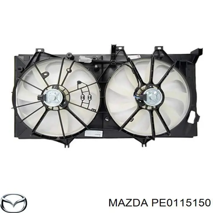 PE0115150 Mazda difusor do radiador de esfriamento, montado com motor e roda de aletas