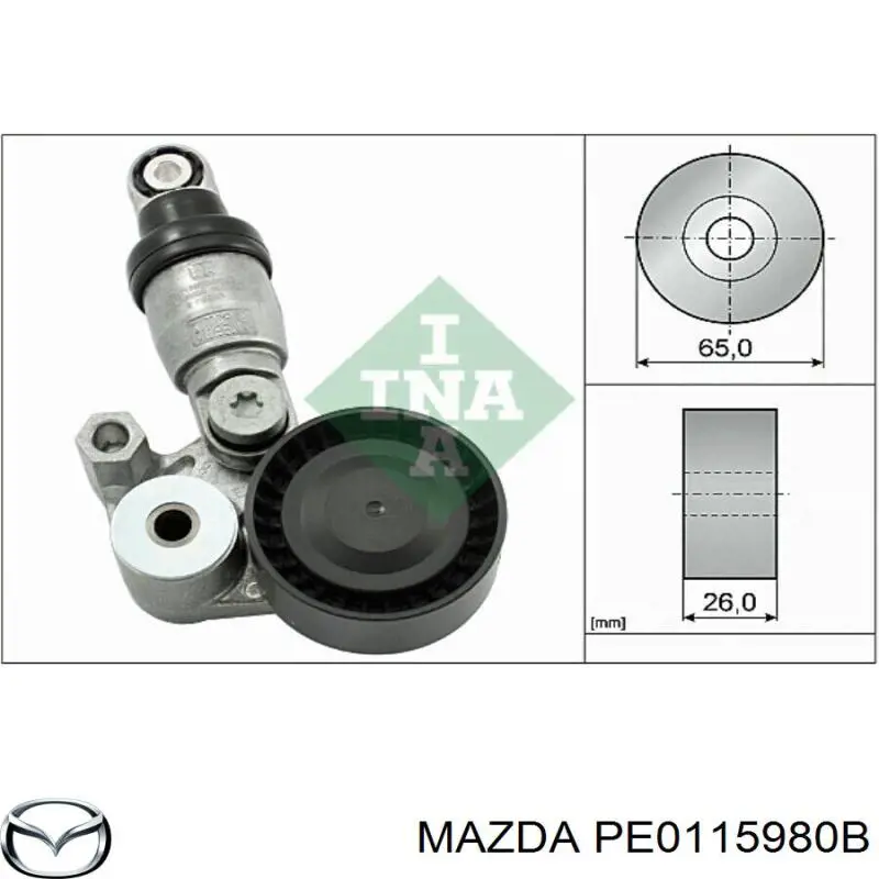 Натяжитель приводного ремня PE0115980B Mazda