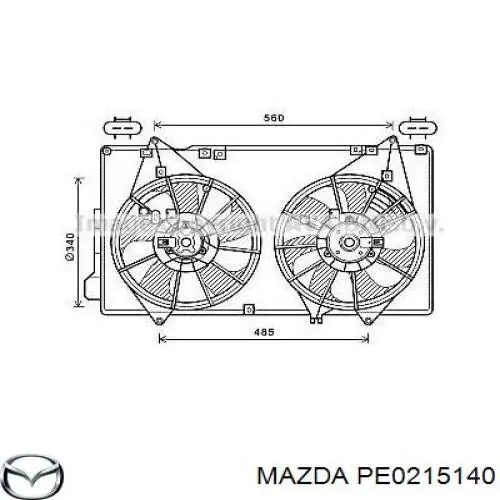 PE0215140 Mazda difusor do radiador de esfriamento, montado com motor e roda de aletas