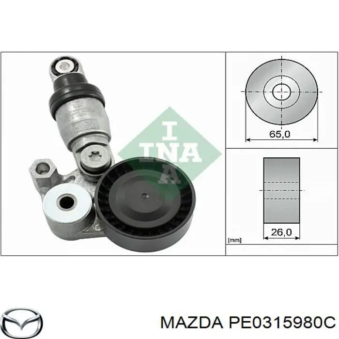 PE0315980C Mazda натяжитель приводного ремня