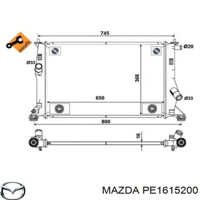 Радиатор охлаждения Mazda PE1615200