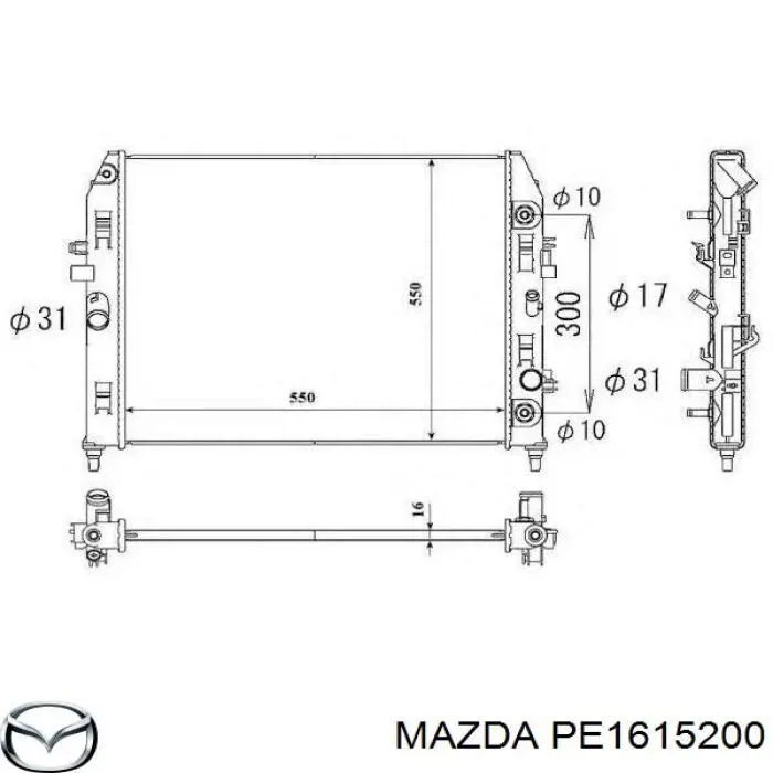 Радиатор PE1615200 Mazda