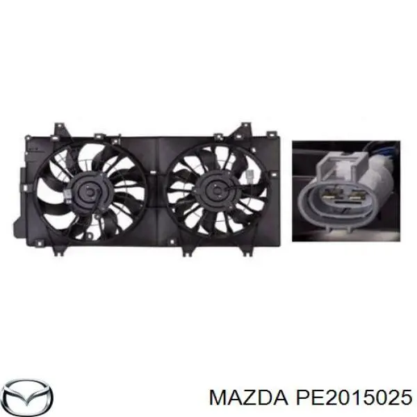 Диффузор радиатора охлаждения, в сборе с мотором и крыльчаткой Mazda PE2015025