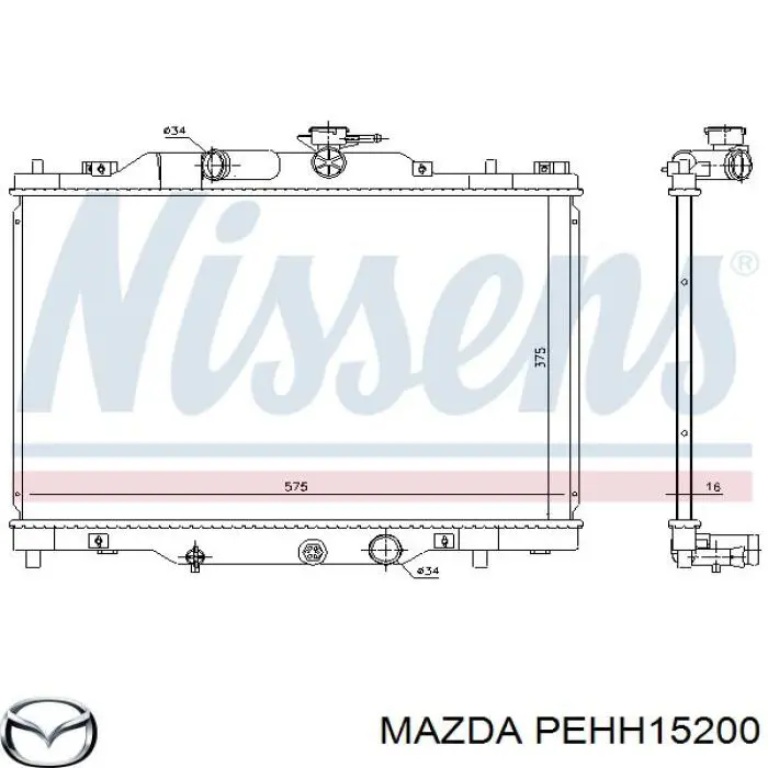 Радиатор PEHH15200 Mazda