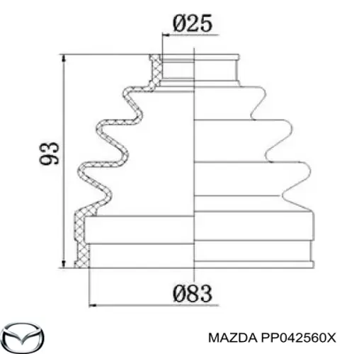 Полуось (привод) передняя правая Mazda PP042560X