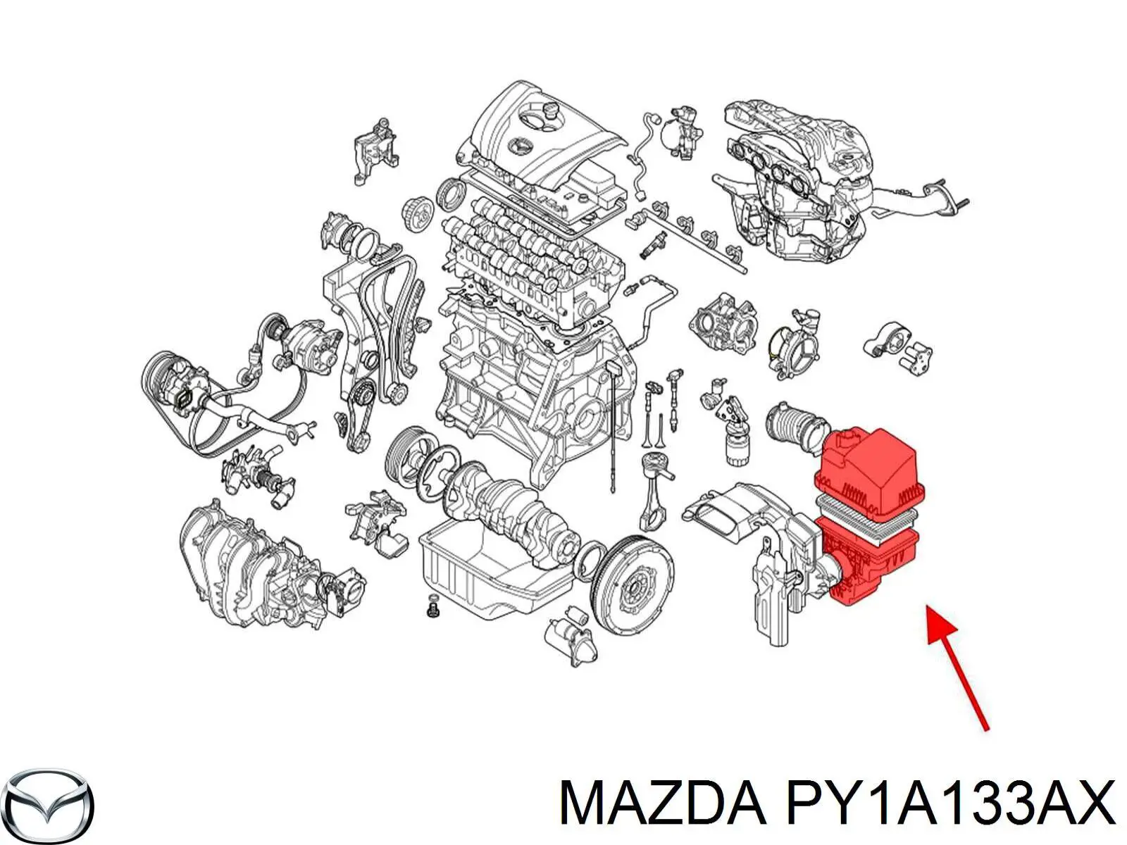 PY1A133AX Mazda корпус воздушного фильтра, верхняя часть