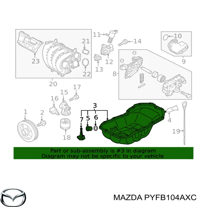 Поддон масляный картера двигателя Mazda PYFB104AXC