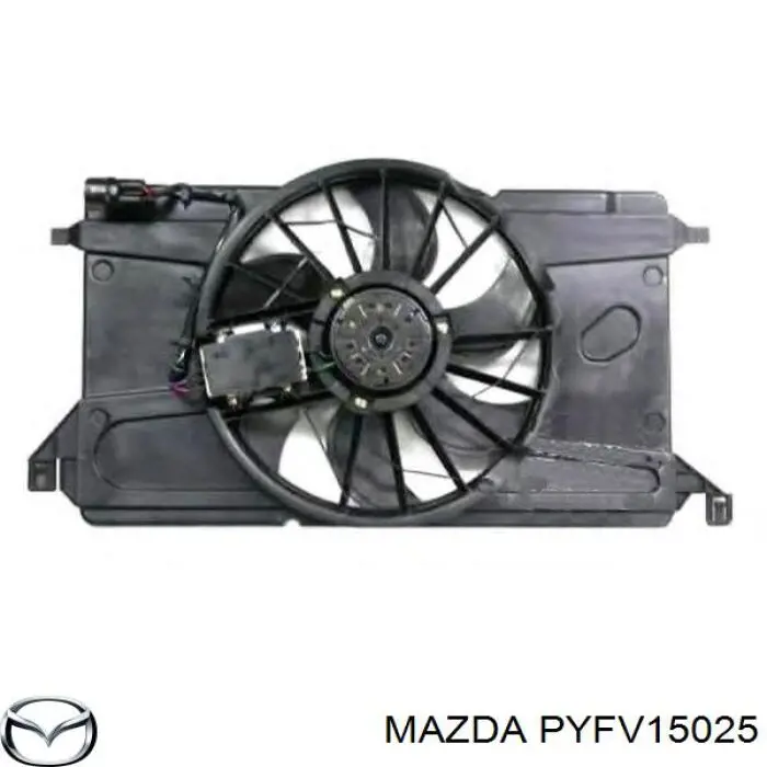 Диффузор радиатора охлаждения, в сборе с мотором и крыльчаткой Mazda PYFV15025