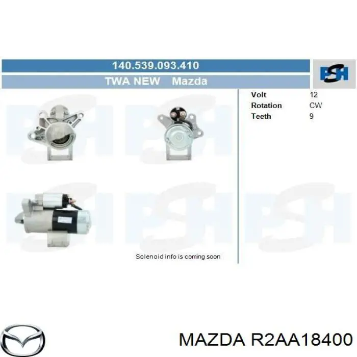 R2AA18400 Mazda motor de arranco
