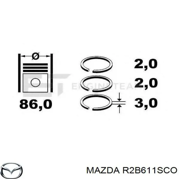 R2B611SCO Mazda kit de anéis de pistão de motor, std.