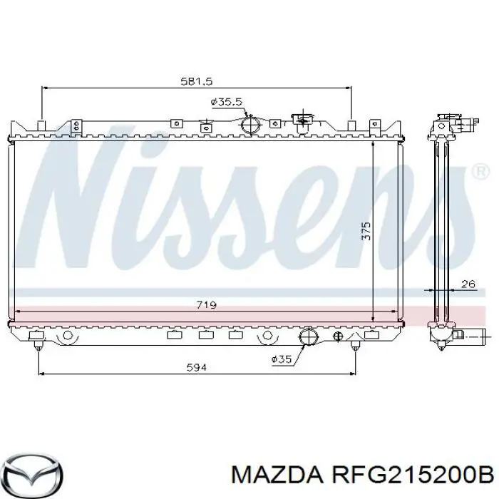 Радиатор охлаждения двигателя Mazda RFG315200B цена, от 151.34 USD