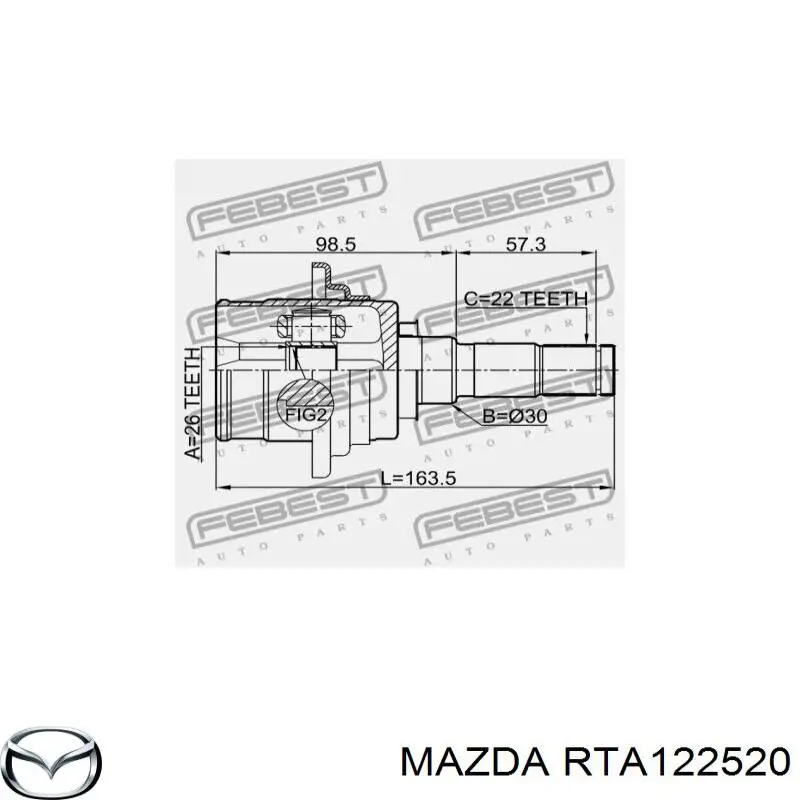 Шарнир угловых скоростей внутренний задний Mazda RTA122520 цена, от 71.57 USD