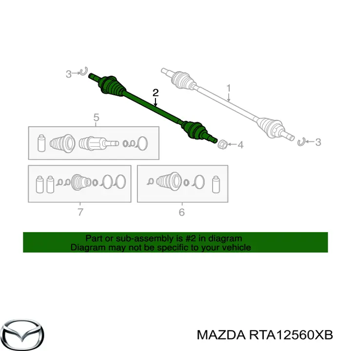 RTA12560XB Mazda semieixo traseiro esquerdo