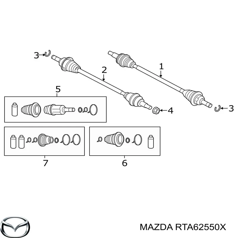 RTA62550X Mazda Полуось задняя правая