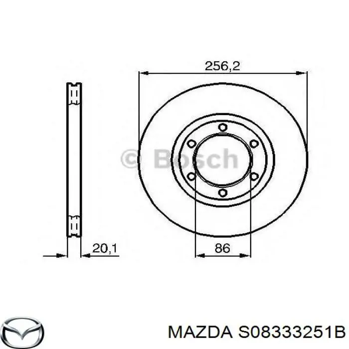 Передние тормозные диски S08333251B Mazda