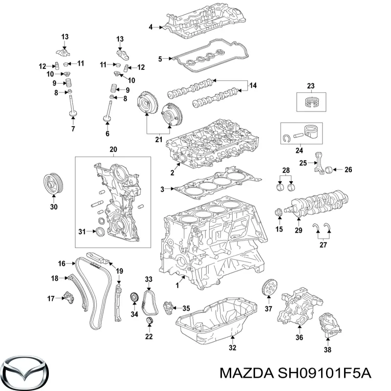 Сальник клапана (маслосъёмный) выпускного Mazda SH09101F5A