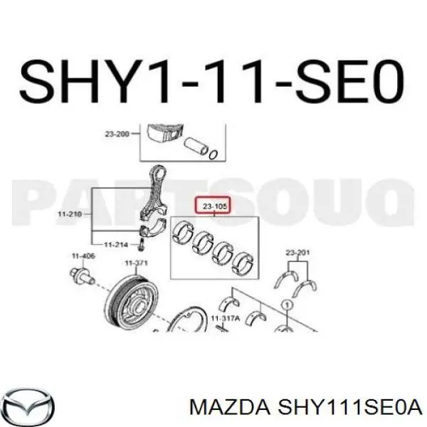 Вкладыши коленвала шатунные, комплект, стандарт (STD) Mazda SHY111SE0A