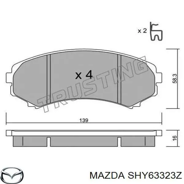 Колодки Mazda SHY63323Z цена, от 22.26 USD