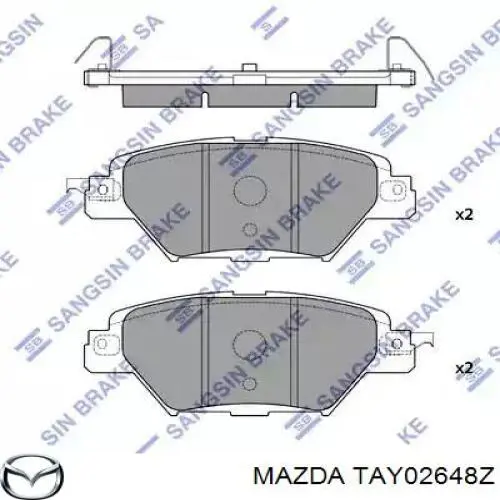 Задние тормозные колодки TAY02648Z Mazda