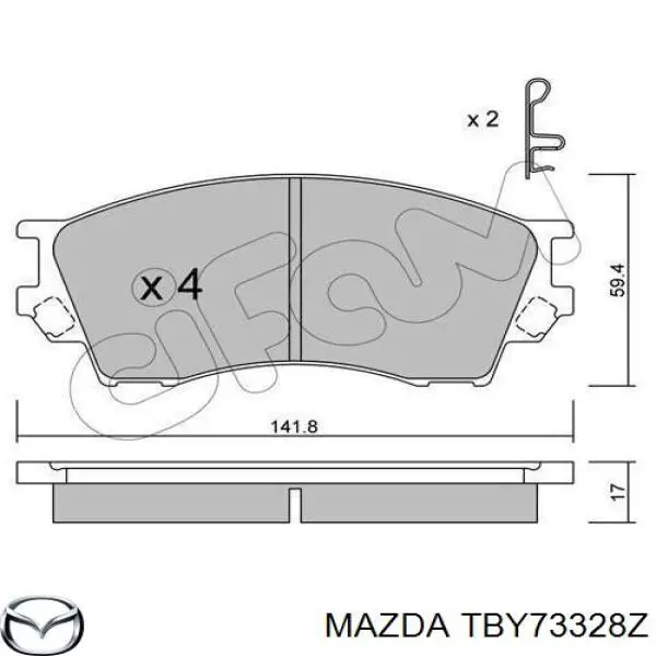 Передние тормозные колодки TBY73328Z Mazda